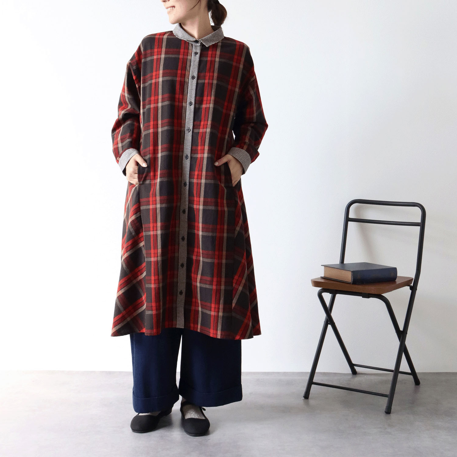 cloudnine ノンノ  綿麻フランネルチェック柄アソートワンピース