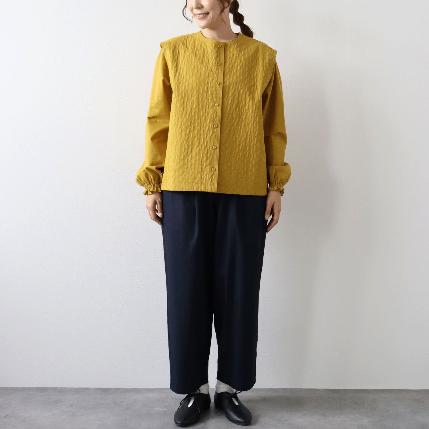 ノンノ コットン布帛キルティングステッチ入りブラウス - 画像11