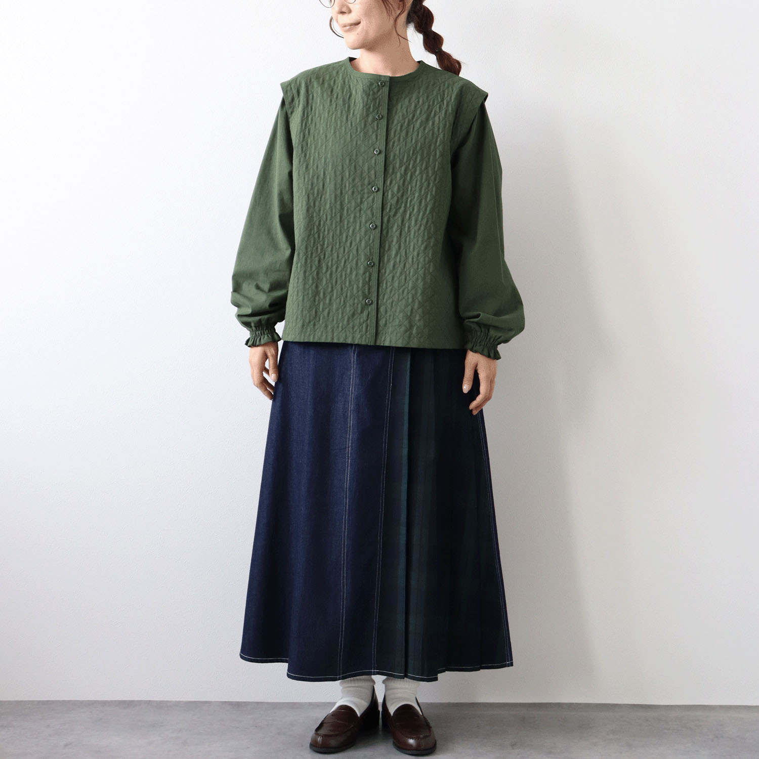 ノンノ コットン布帛キルティングステッチ入りブラウス - 画像15