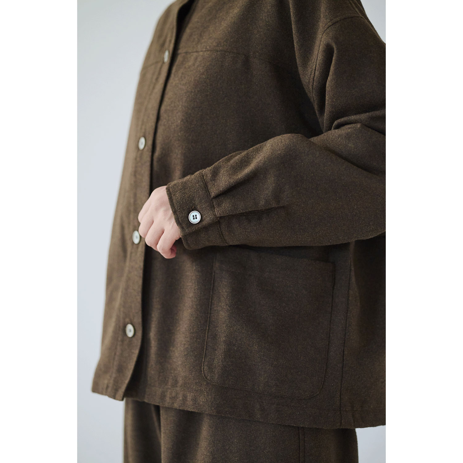 cloudnine ノンノ 布帛ツイード無地ポケット付きジャケット - 画像4