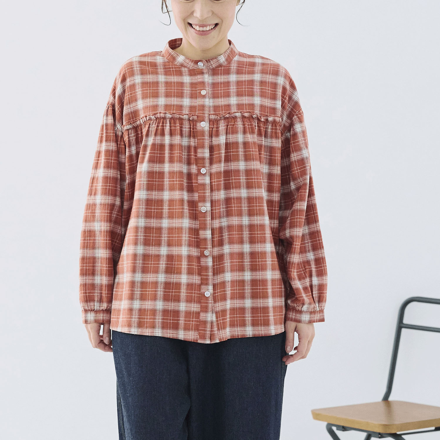 cloudnine ノンノ レーヨンチェックブラウス - 画像10