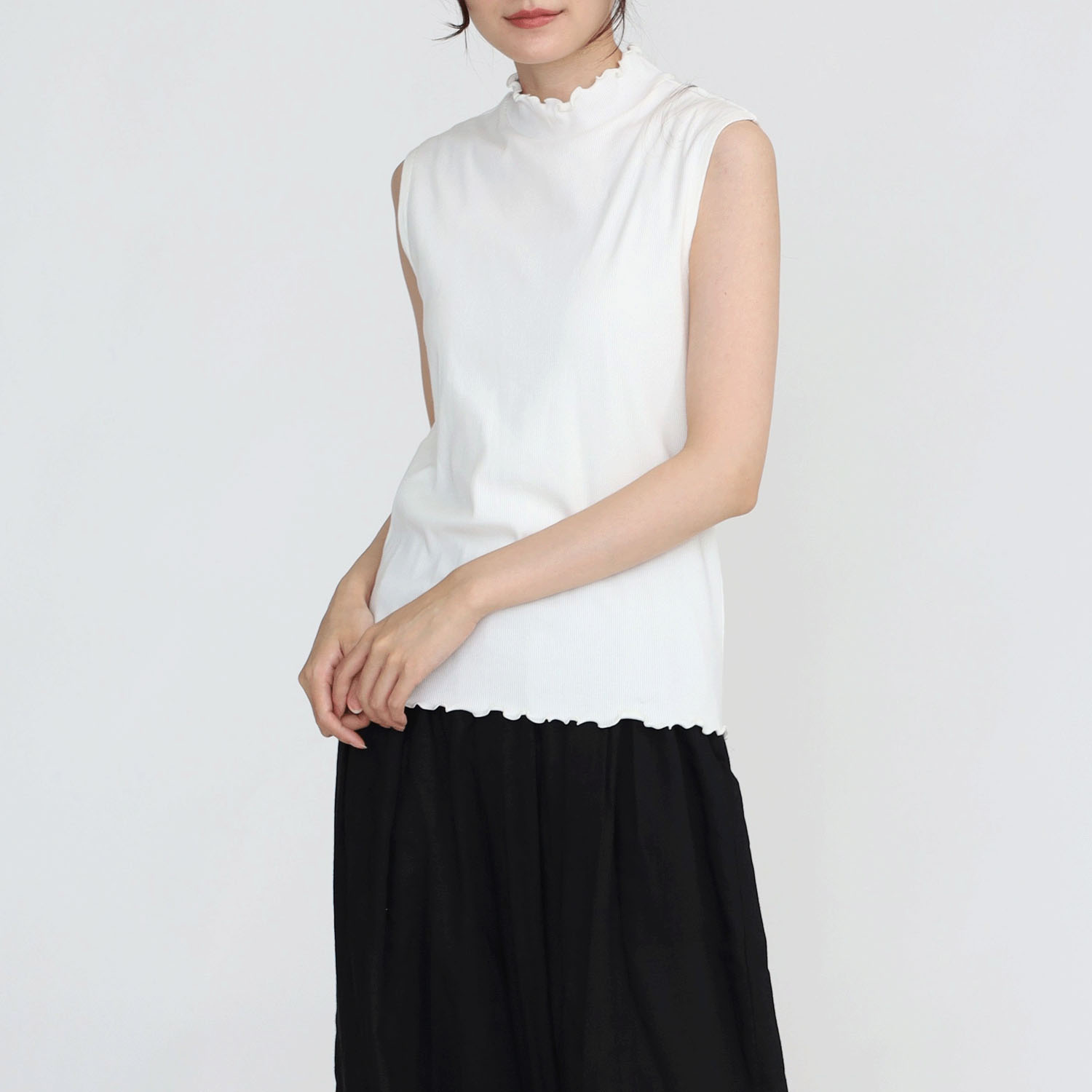 オーブ m．n リブハイネックメローノースリーブカットソー - 画像3