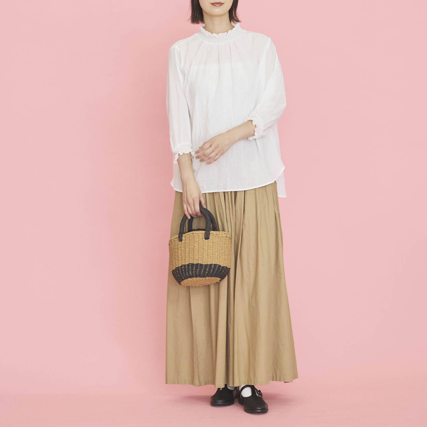 オーブ m．n リップルシャーリング六部袖ブラウス - 画像4