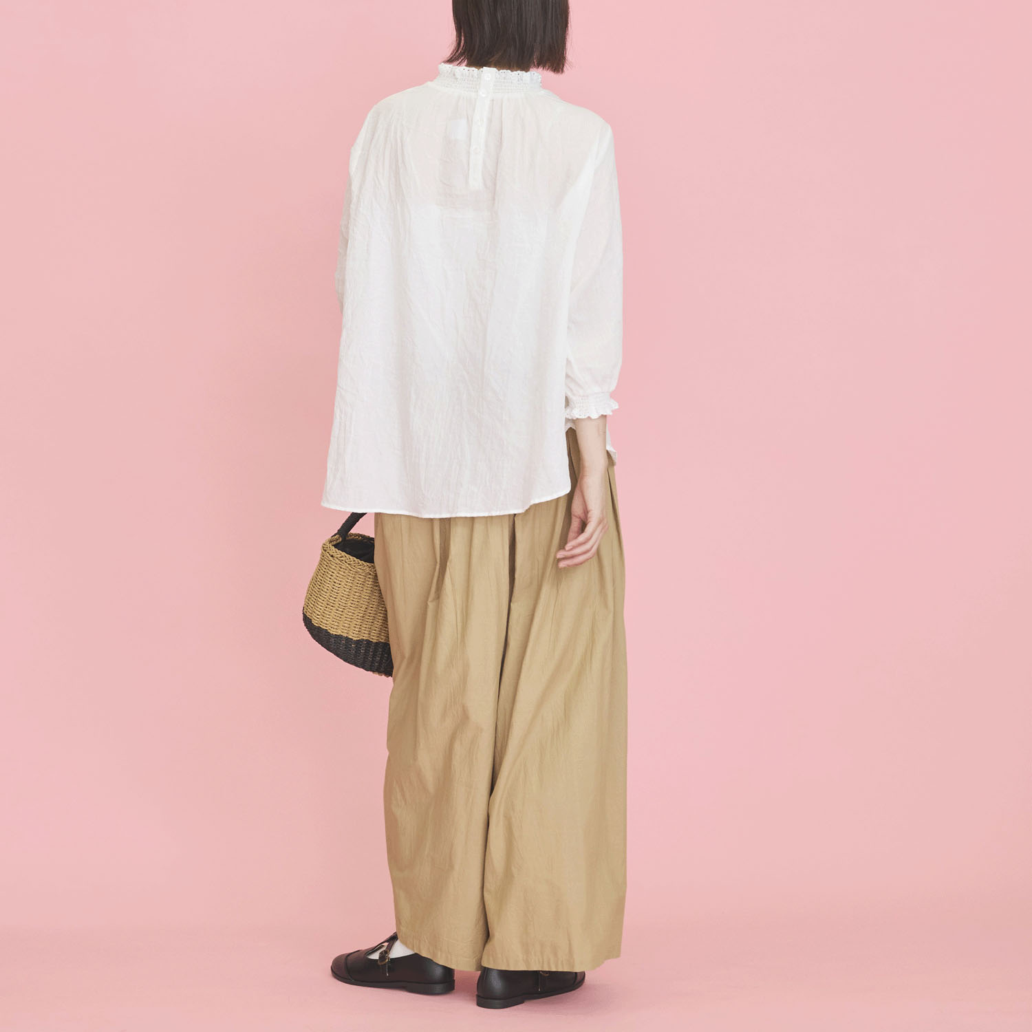 オーブ m．n リップルシャーリング六部袖ブラウス - 画像5