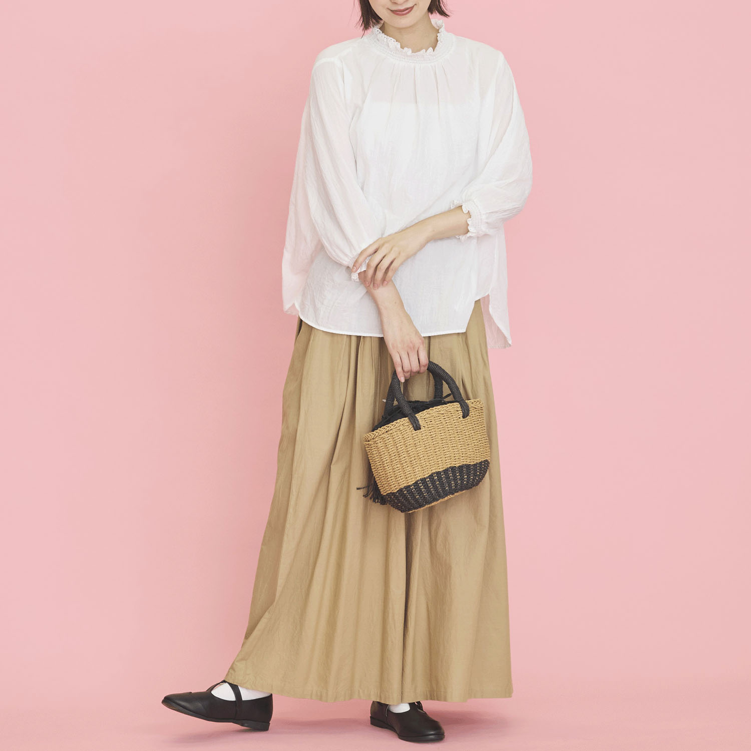 オーブ m．n リップルシャーリング六部袖ブラウス - 画像8