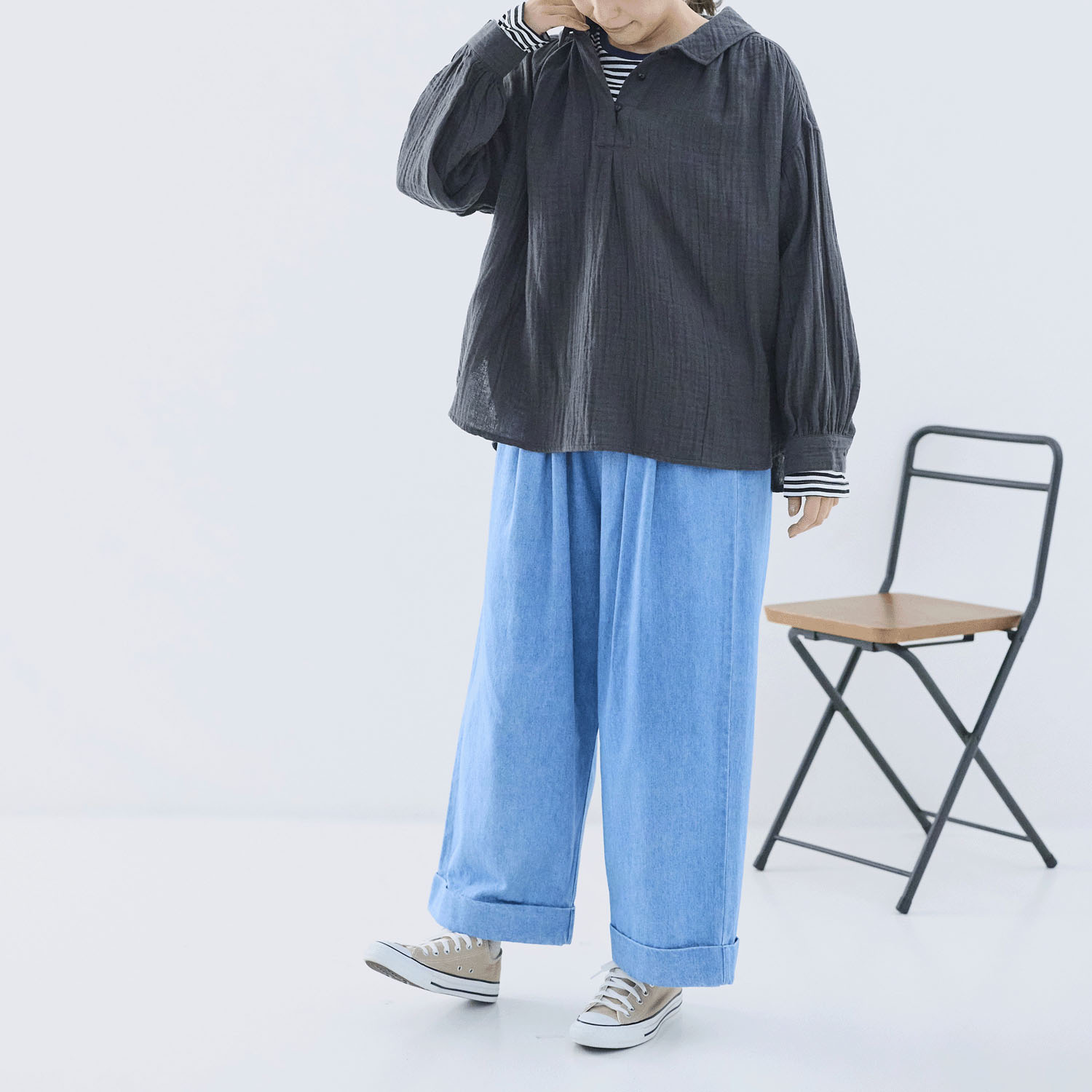 cloudnine ノンノ 先染めコットン楊柳Wガーゼブラウス - 画像2