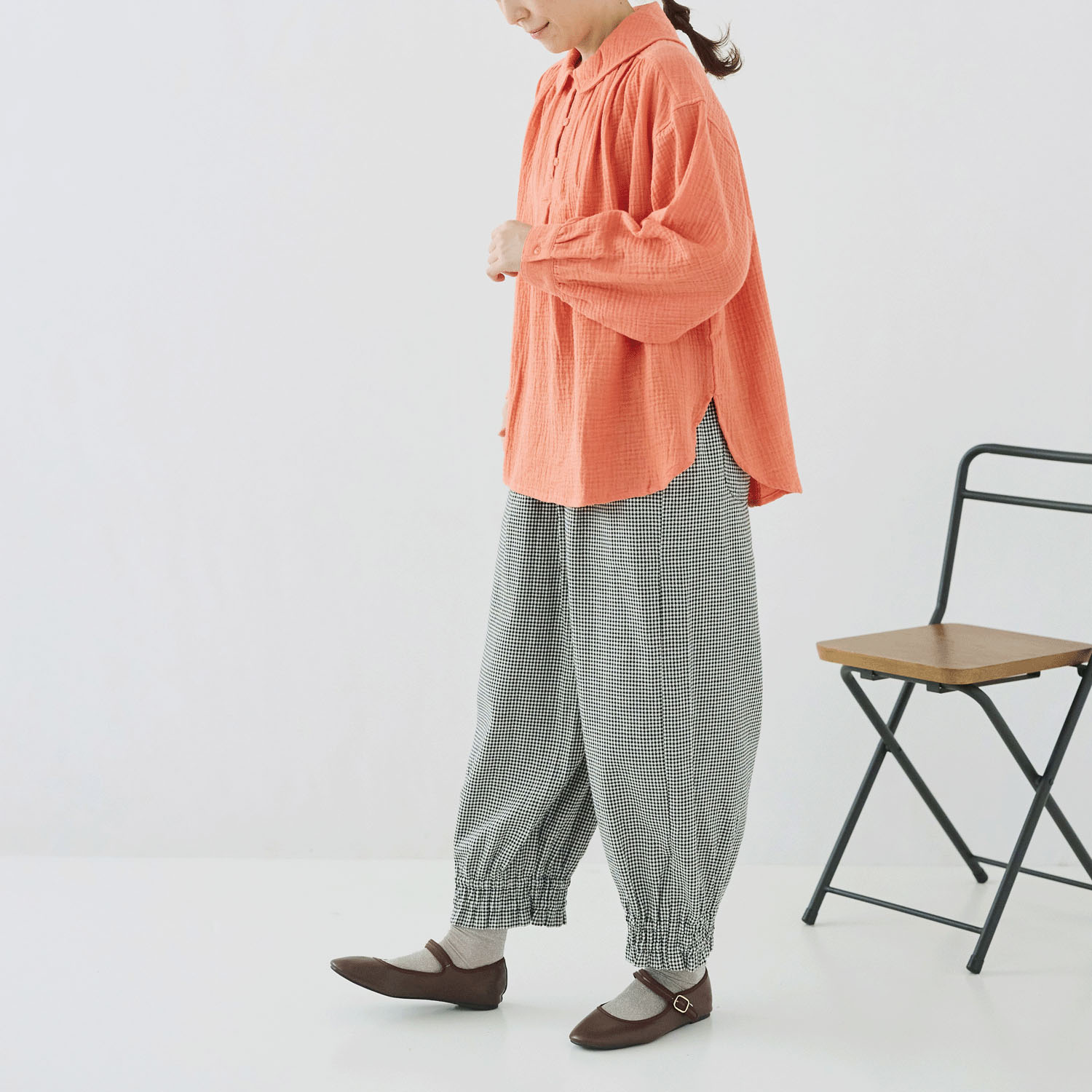 cloudnine ノンノ 先染めコットン楊柳Wガーゼブラウス - 画像10