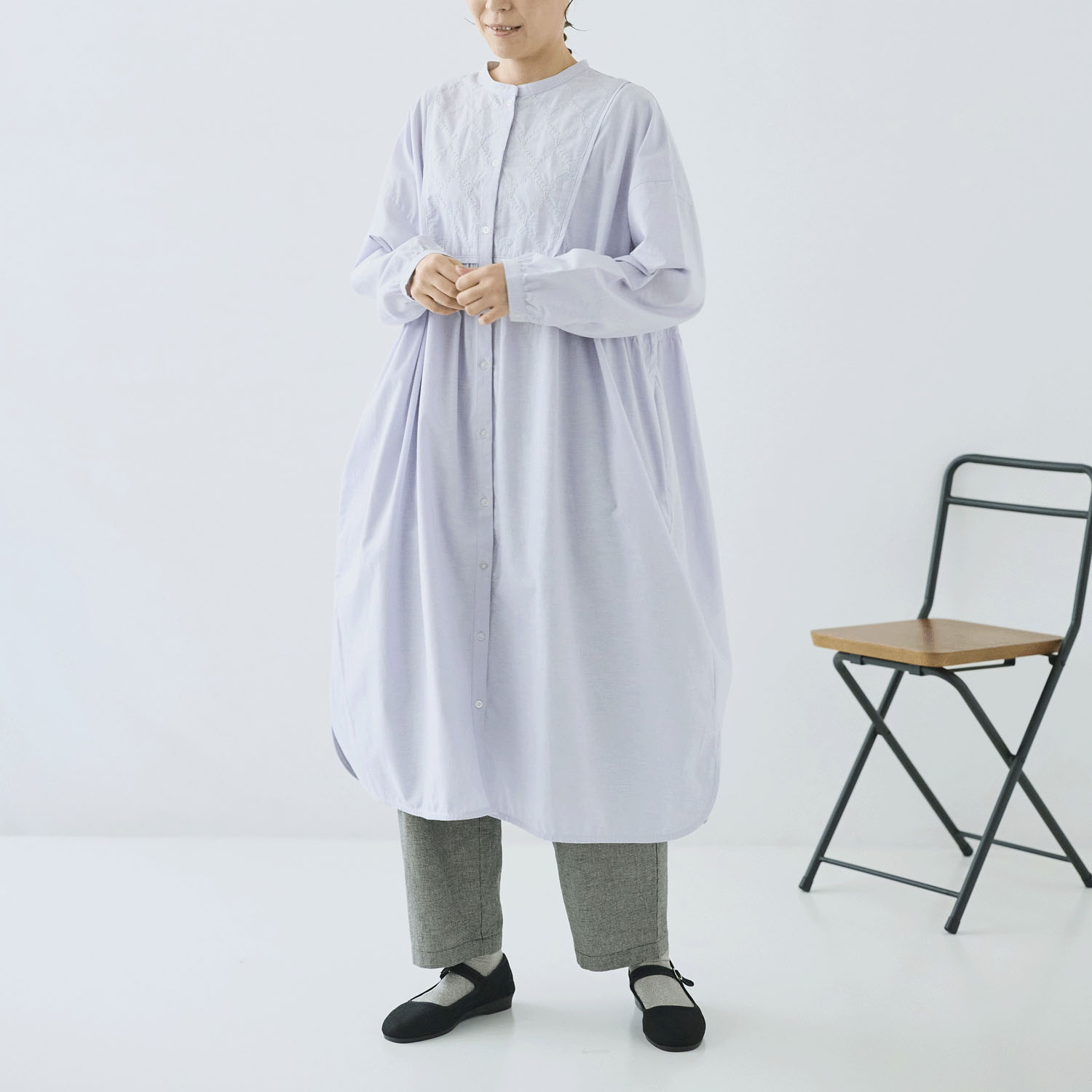 cloudnine ノンノ 綿麻刺繍切替前開きワンピース - 画像17