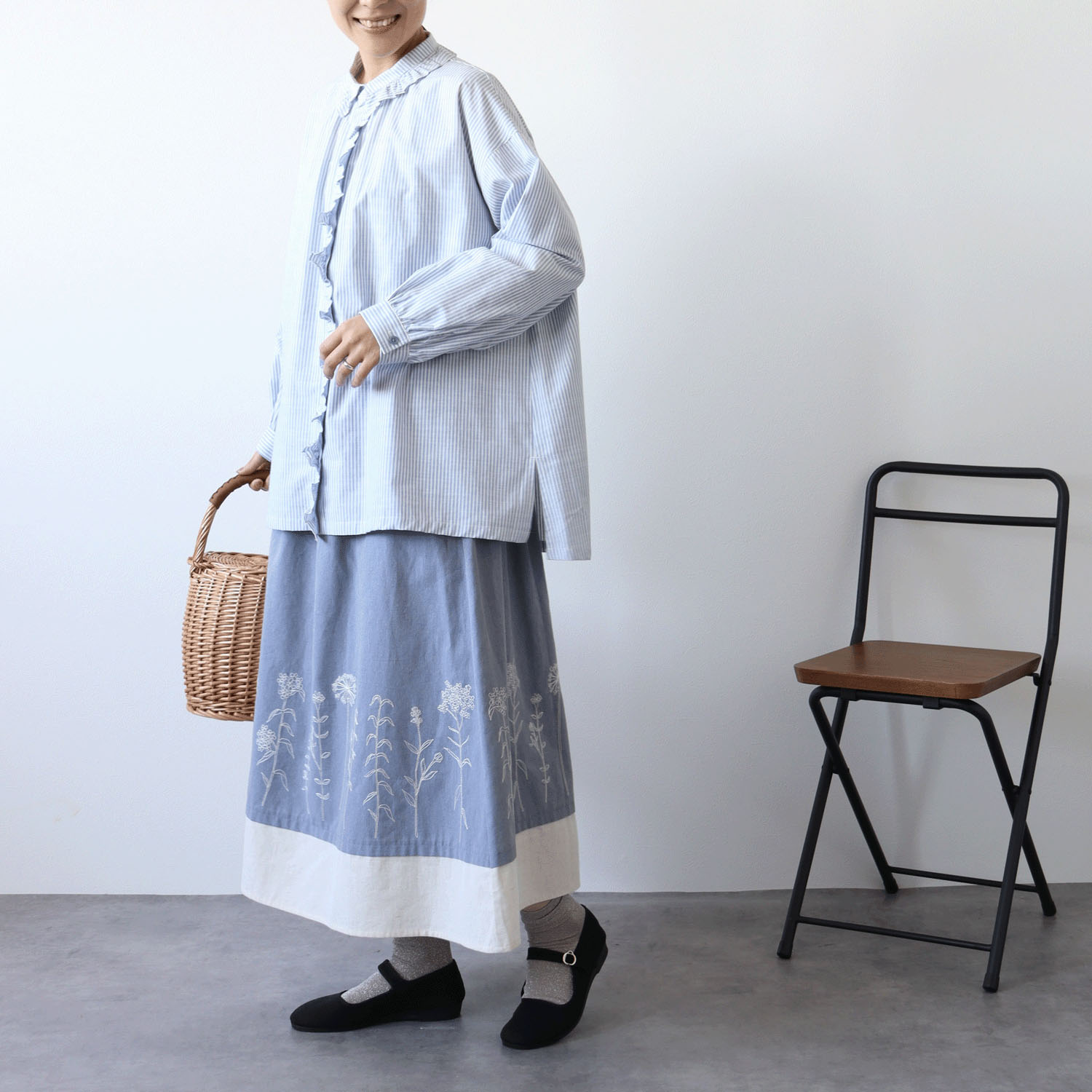 cloudnine ノンノ 刺繍入り裾レイヤード風スカート - 画像18