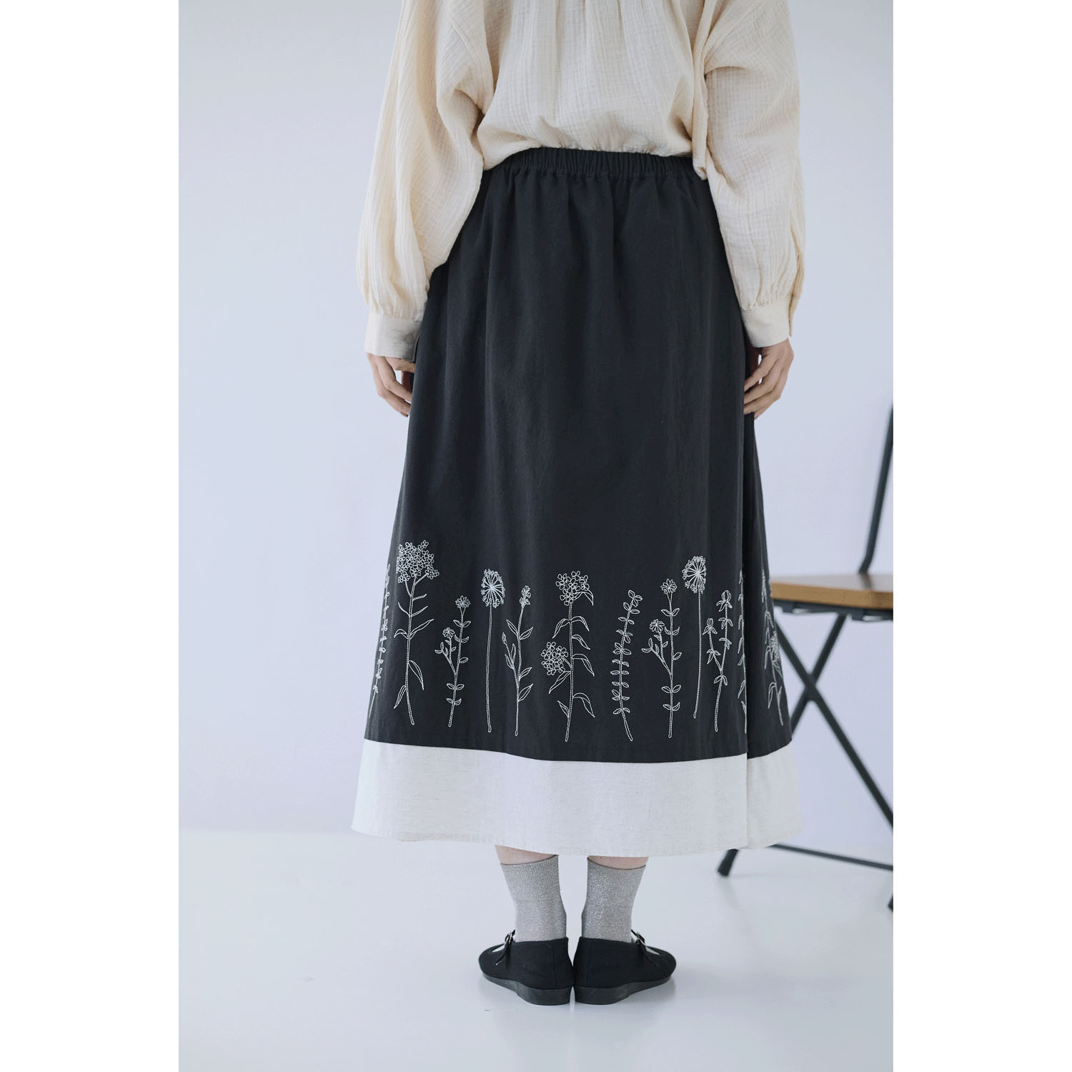 cloudnine ノンノ 刺繍入り裾レイヤード風スカート - 画像4