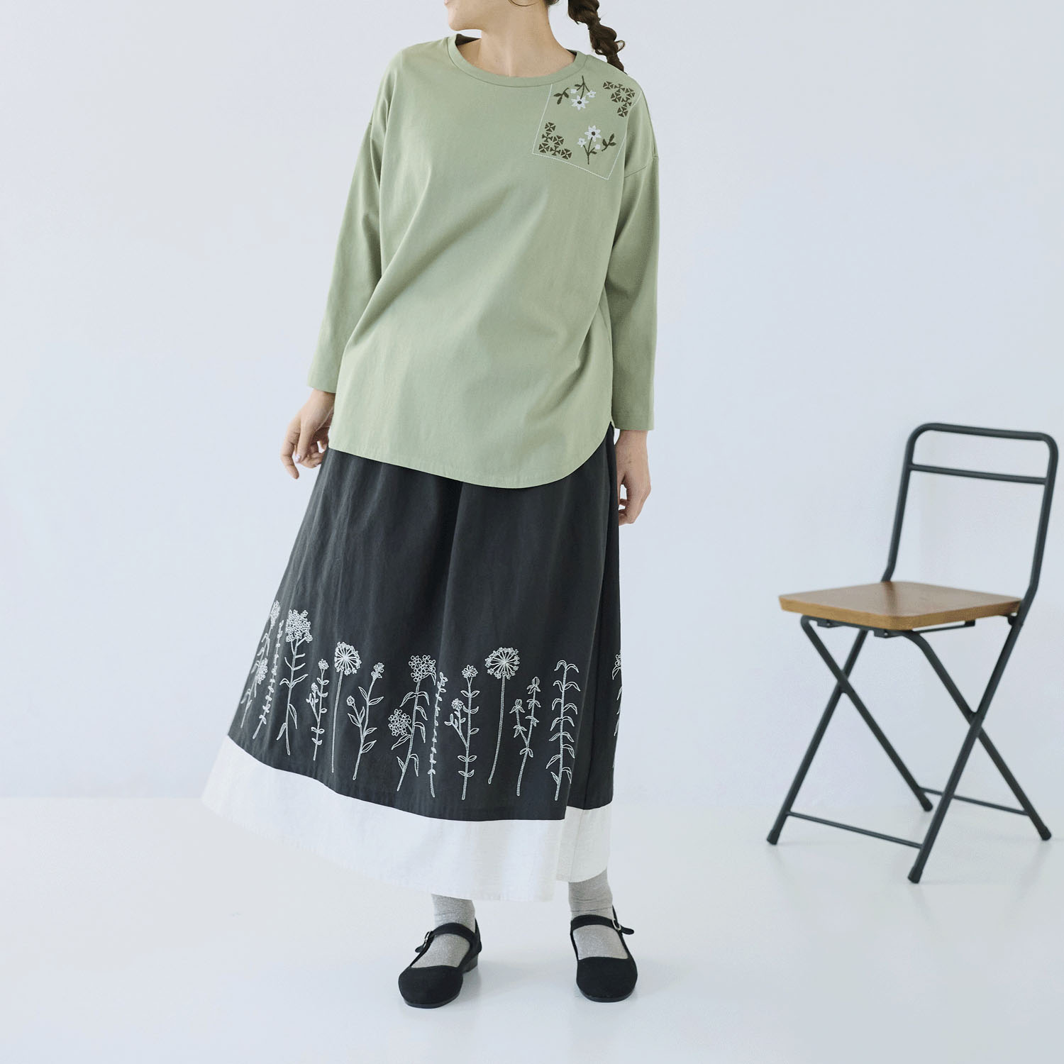 cloudnine ノンノ 刺繍入り裾レイヤード風スカート - 画像9