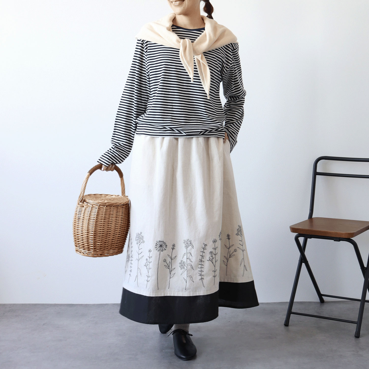 cloudnine ノンノ 刺繍入り裾レイヤード風スカート