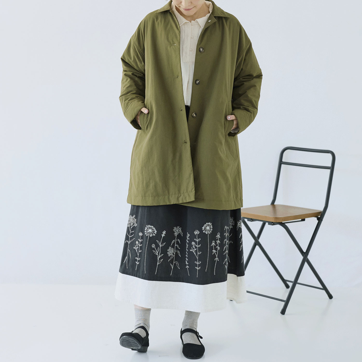 cloudnine ノンノ 中綿入りキルトミドル丈コート