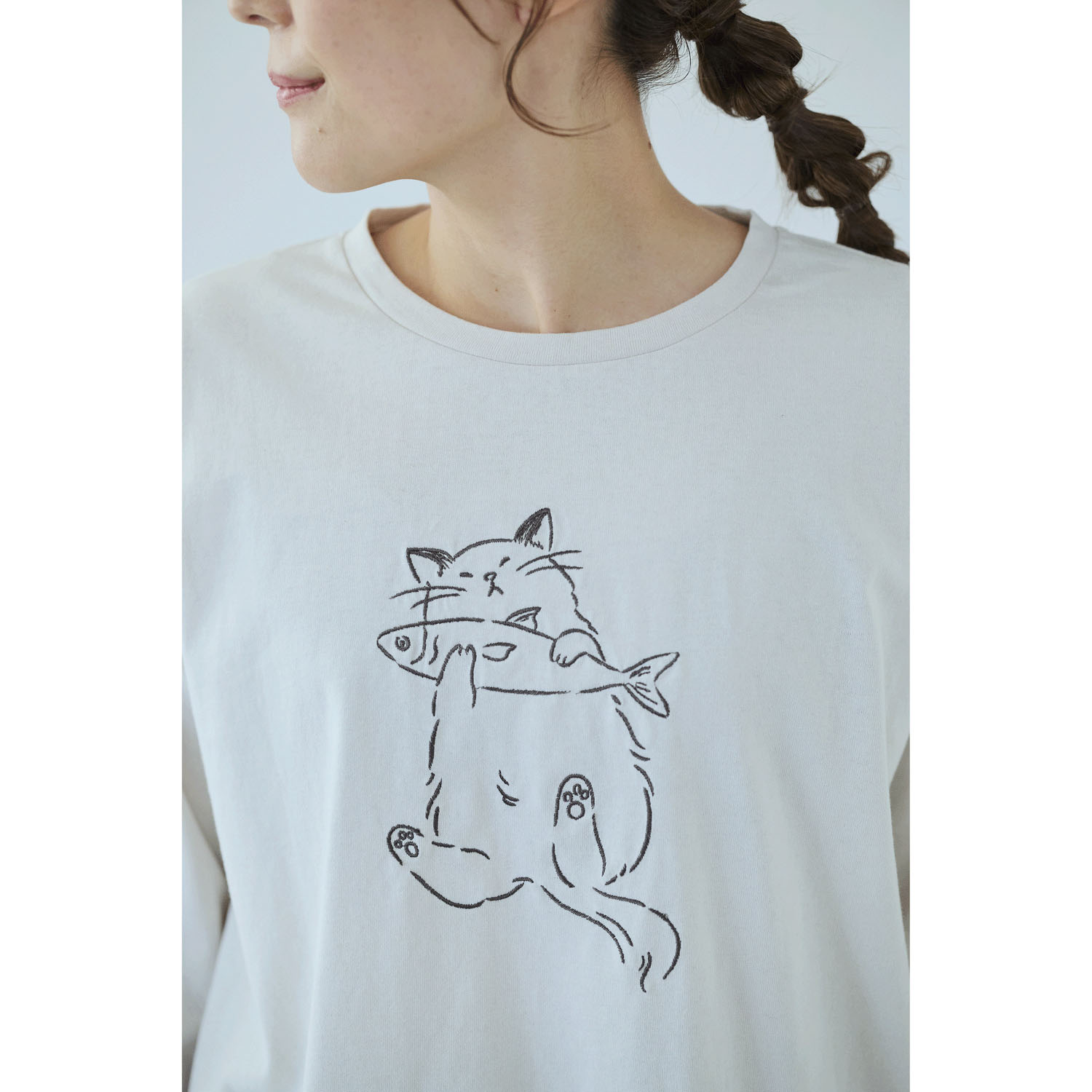 cloudnine ノンノ ネコ刺繍入りカットソー - 画像5