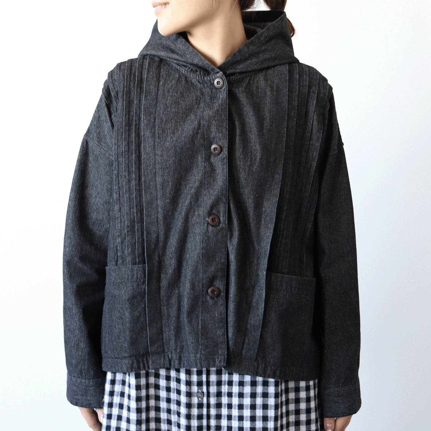 cloudnine ノンノ フード付きデニムショートアウター - 画像2