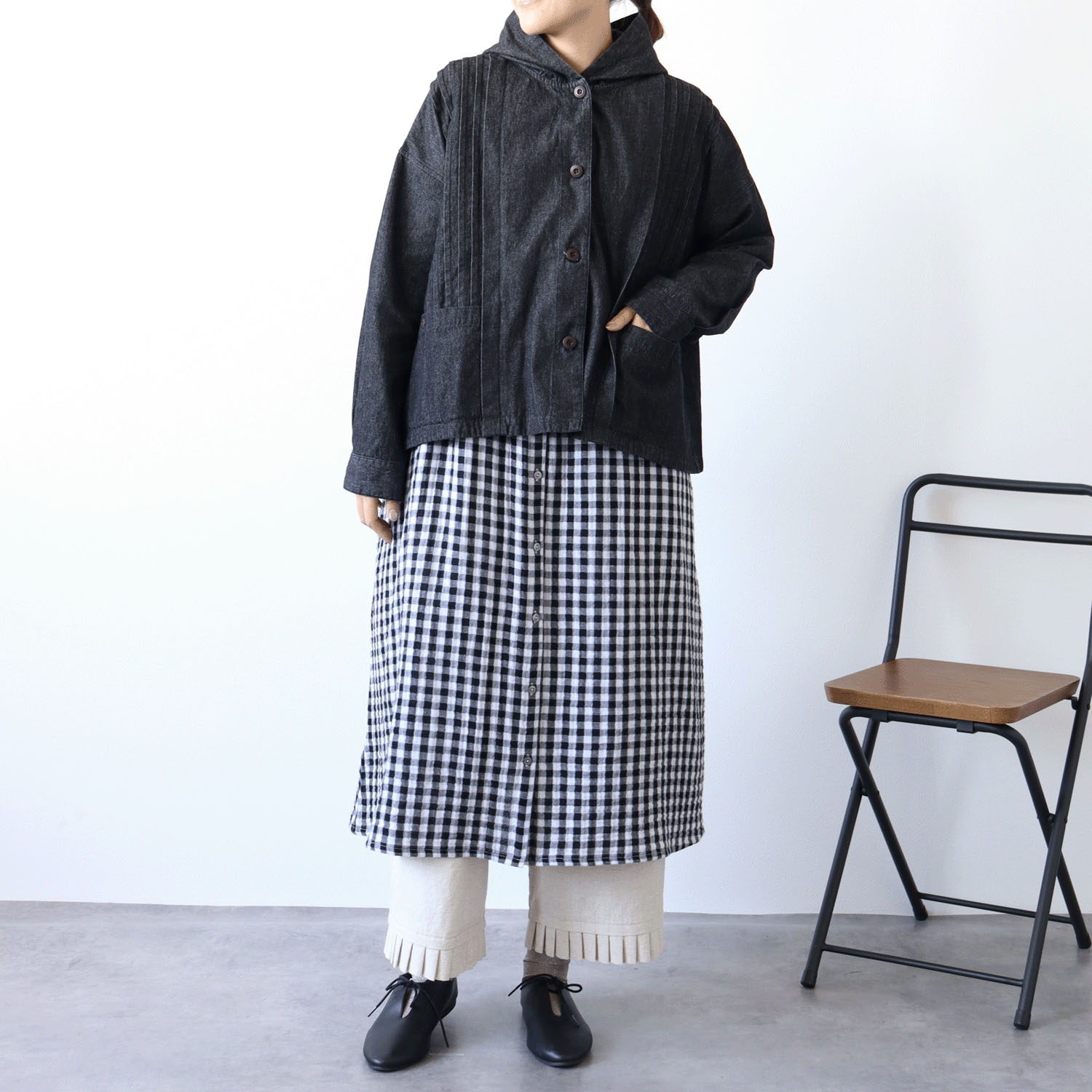 cloudnine ノンノ フード付きデニムショートアウター - 画像7