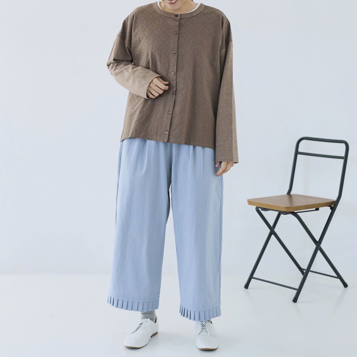 cloudnine ノンノ 刺繍切替ノーカラーカーディガン - 画像2