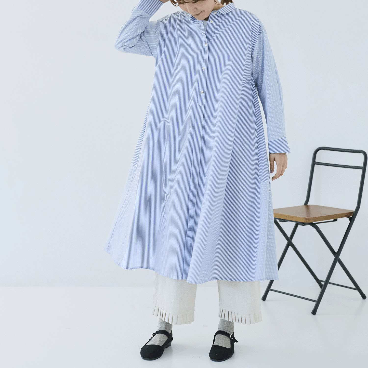 cloudnine ノンノ ストライプ切替シャツワンピース - 画像2