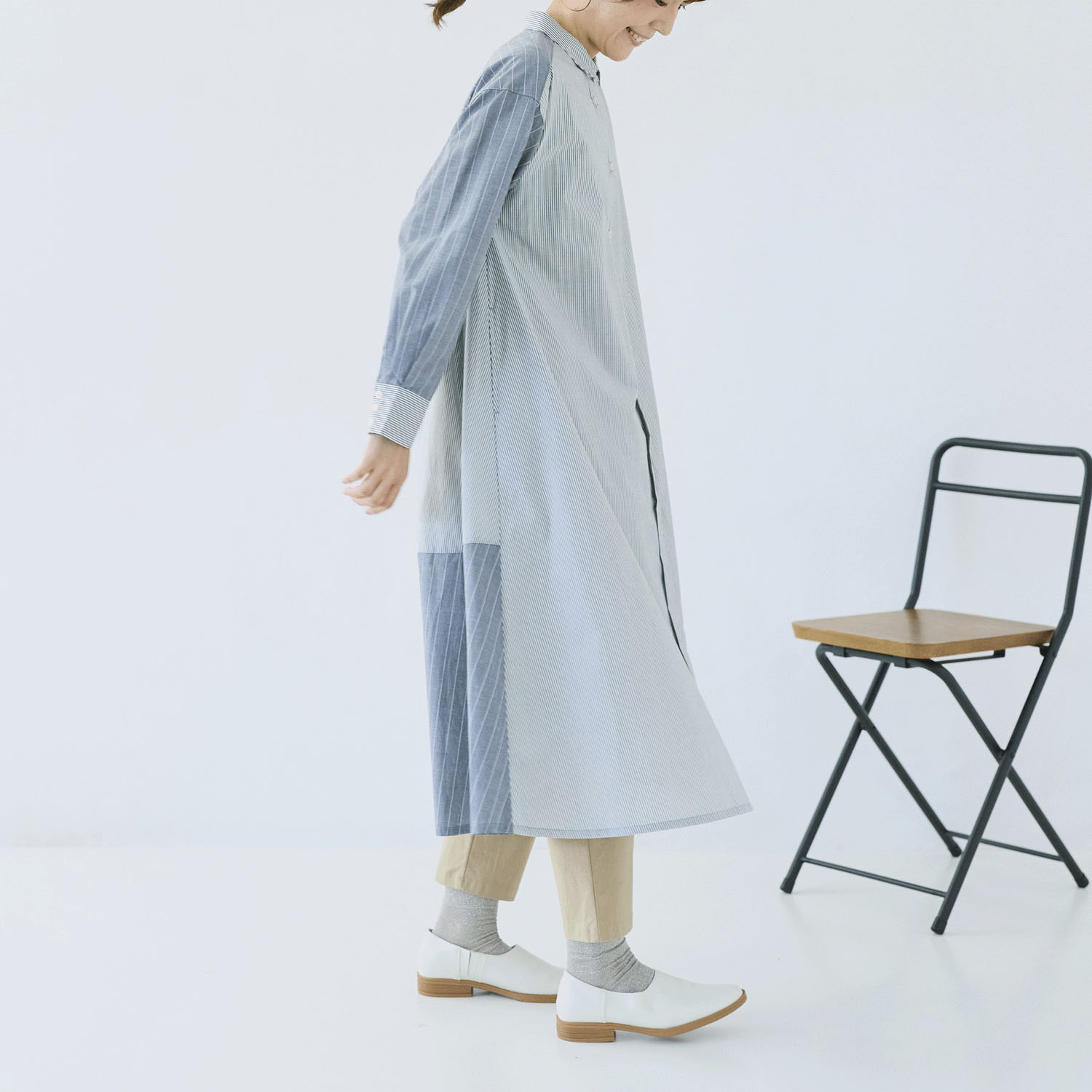 cloudnine ノンノ ストライプ切替シャツワンピース - 画像7