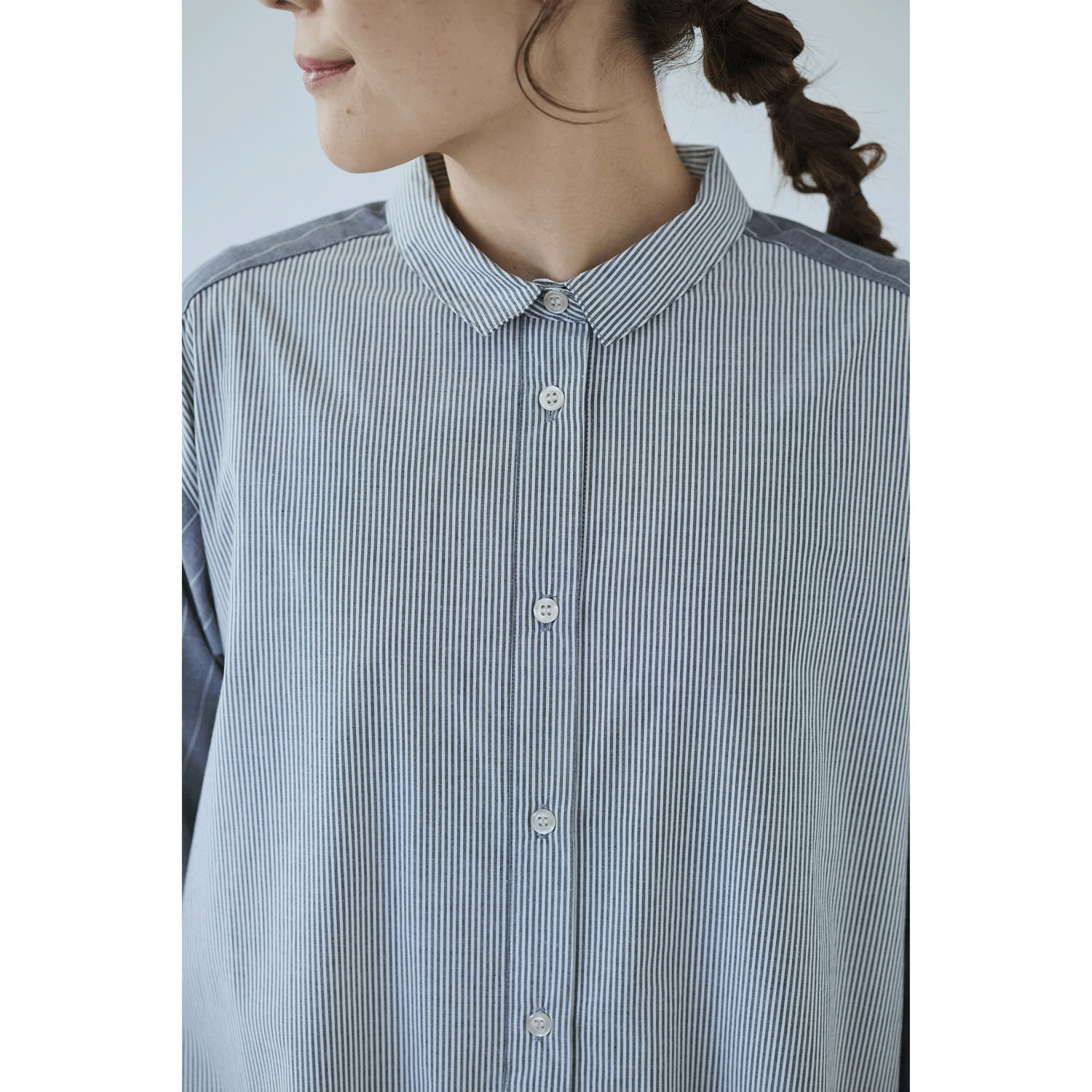 cloudnine ノンノ ストライプ切替シャツワンピース - 画像8