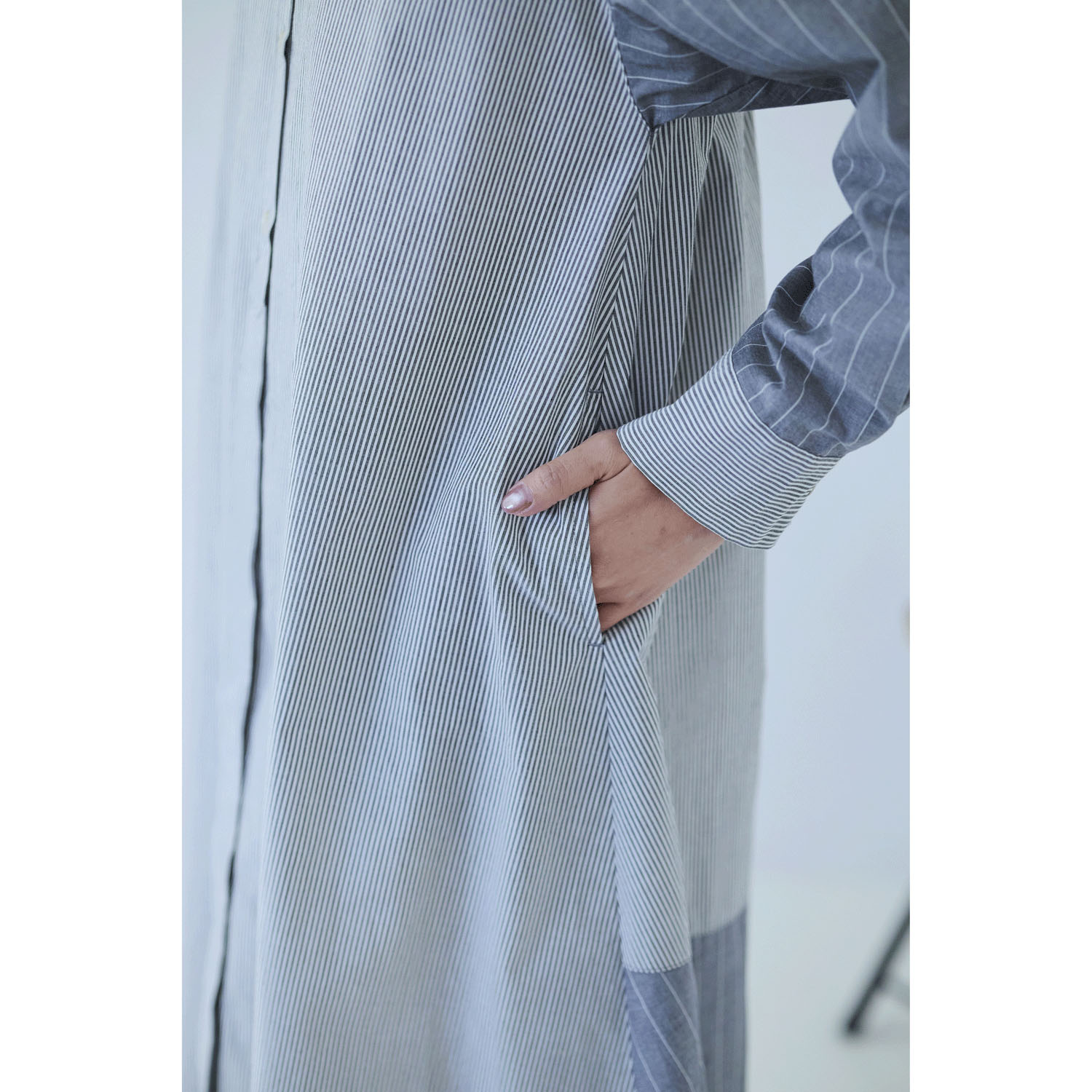 cloudnine ノンノ ストライプ切替シャツワンピース - 画像9