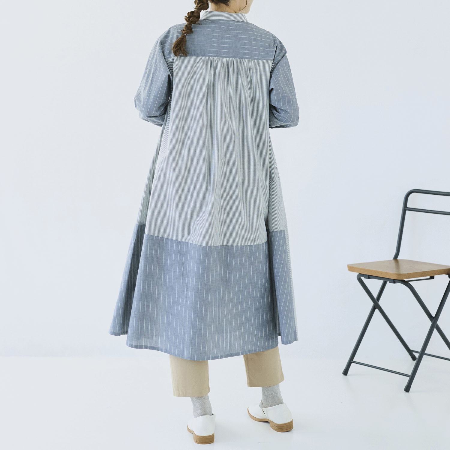 cloudnine ノンノ ストライプ切替シャツワンピース