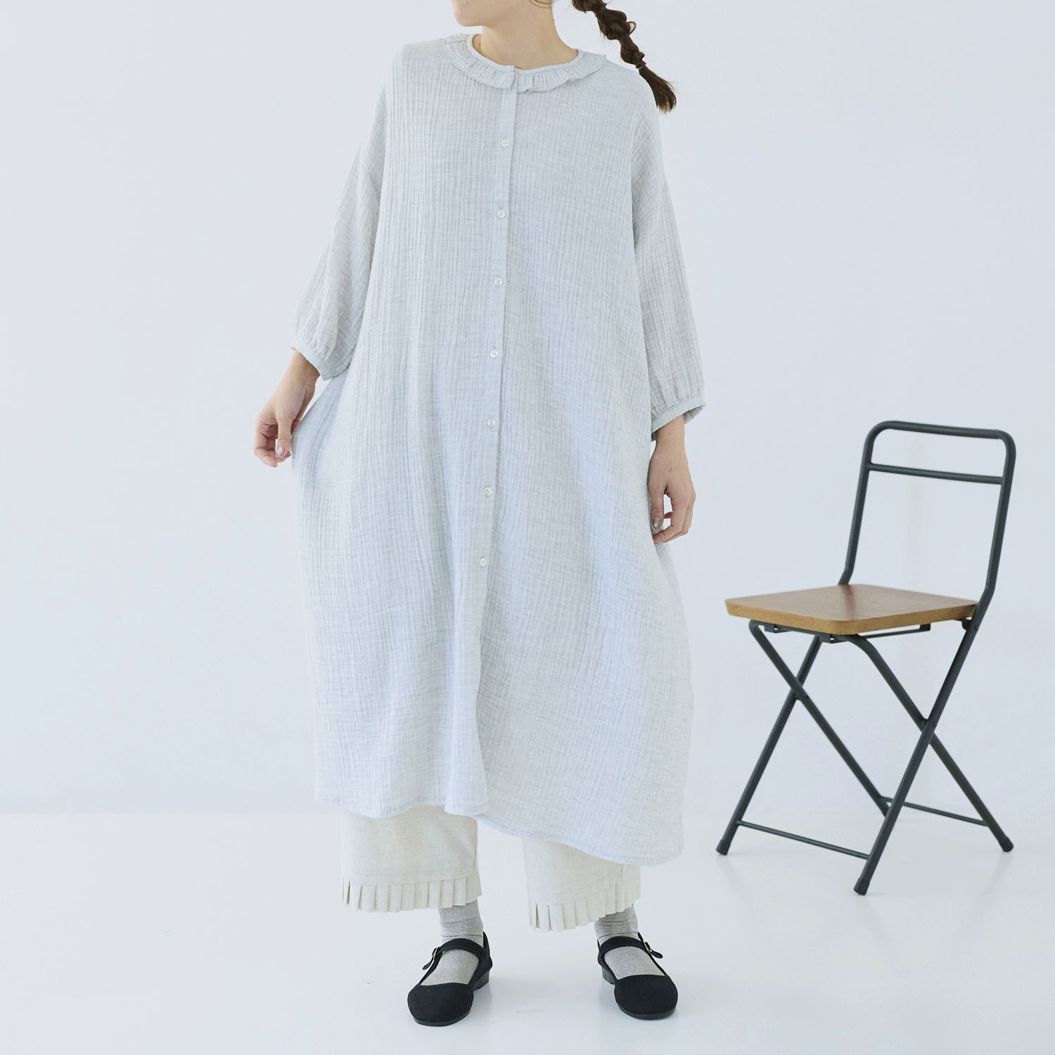 cloudnine ノンノ コットンダブルガーゼ前開きワンピース - 画像2