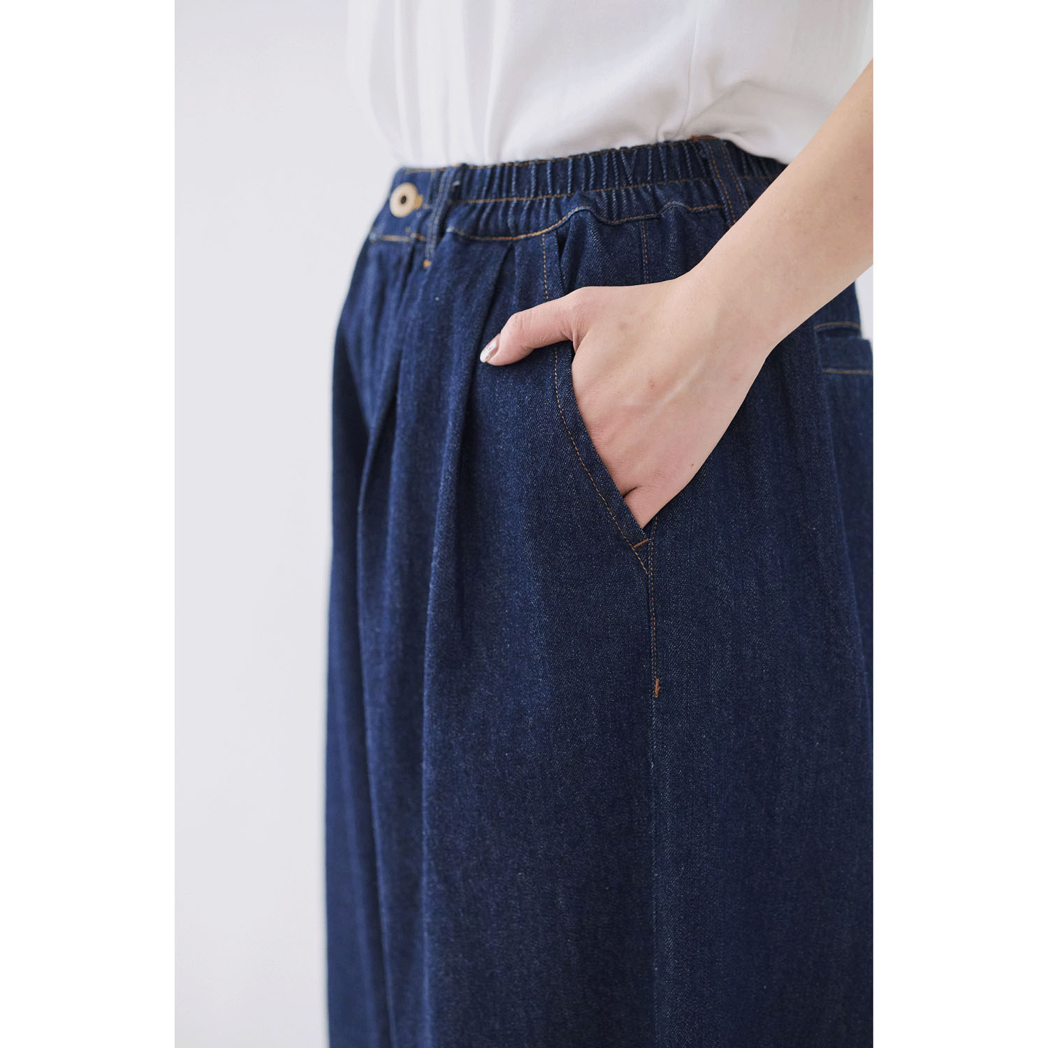 cloudnine ノンノ 7．4oz タテスラブ入りデニム10分丈 バルーンパンツ - 画像12