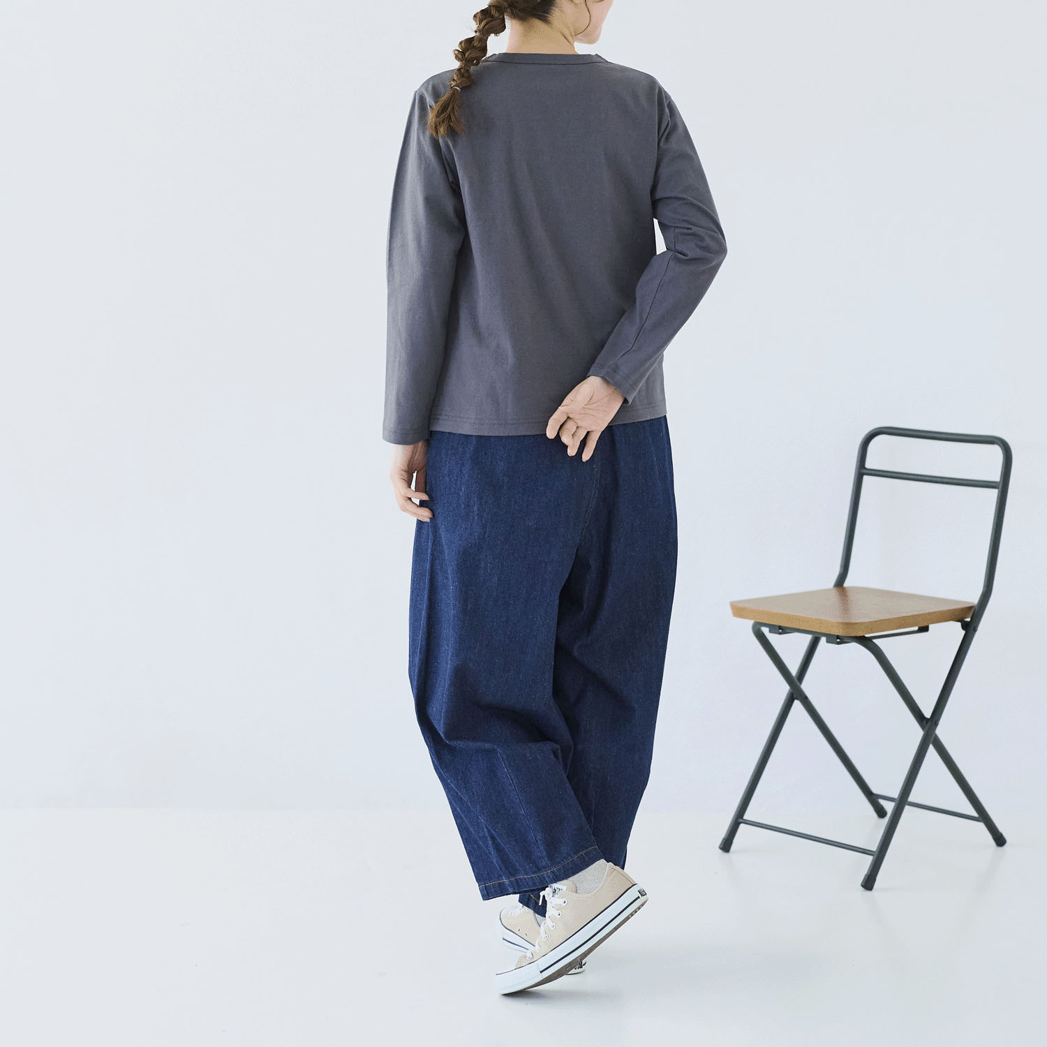 cloudnine ノンノ 7．4oz タテスラブ入りデニム10分丈 バルーンパンツ - 画像6