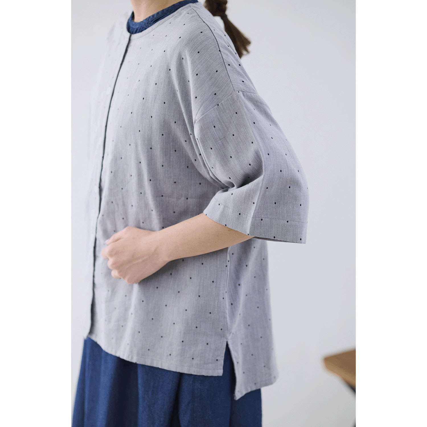 cloudnine ノンノ コットンWガーゼ ドット柄配色ブラウス - 画像6