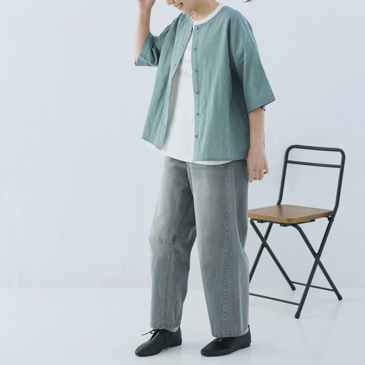 cloudnine ノンノ コットンWガーゼ ドット柄配色ブラウス - 画像7