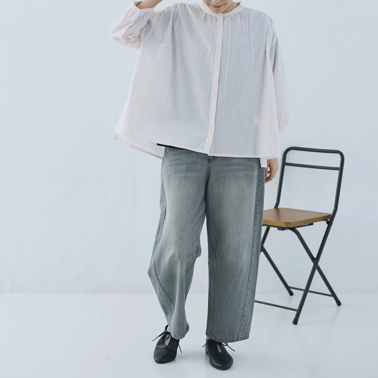 cloudnine ノンノ 先染めコットン柄 ヨーク刺繍ブラウス - 画像4