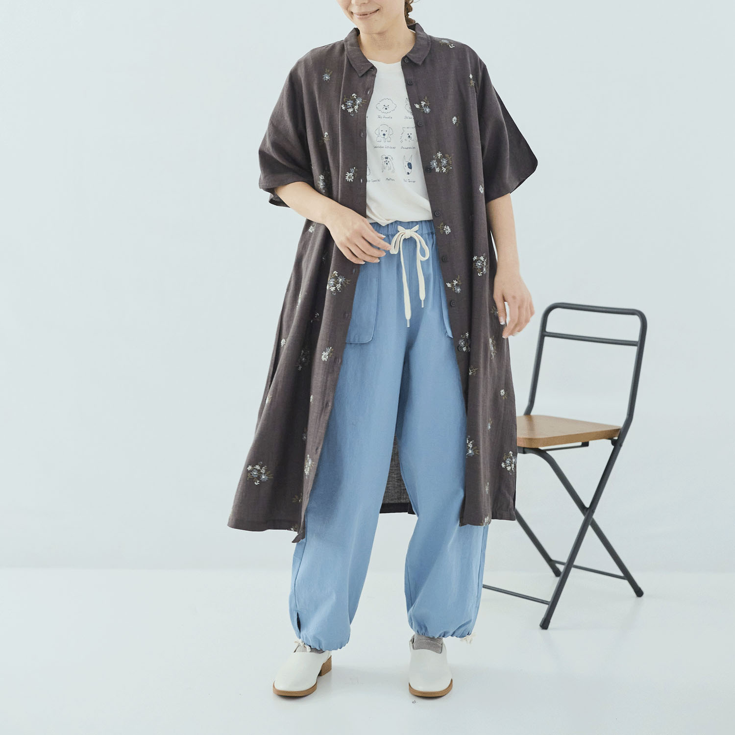 cloudnine ノンノ  花刺繍入りジャカードワンピース - 画像2