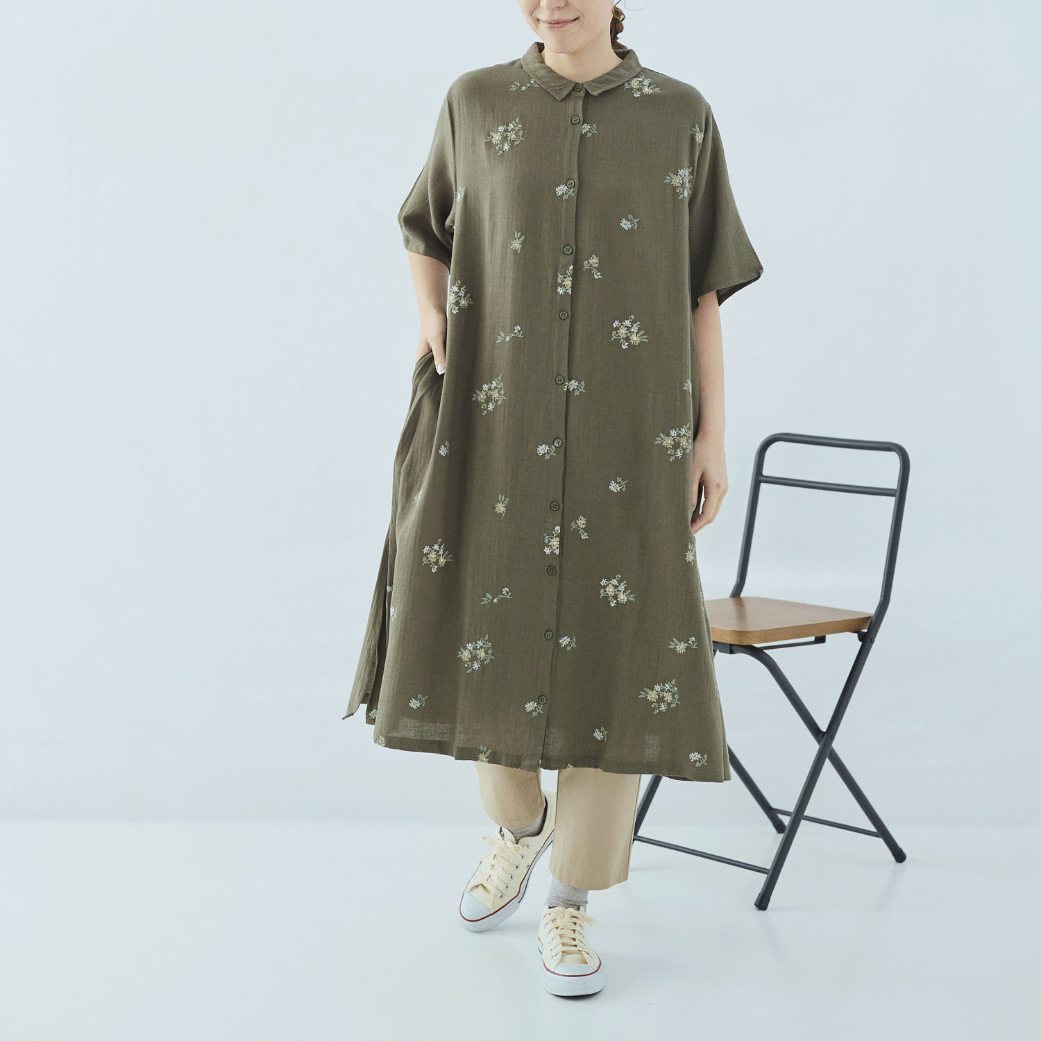 cloudnine ノンノ  花刺繍入りジャカードワンピース - 画像12