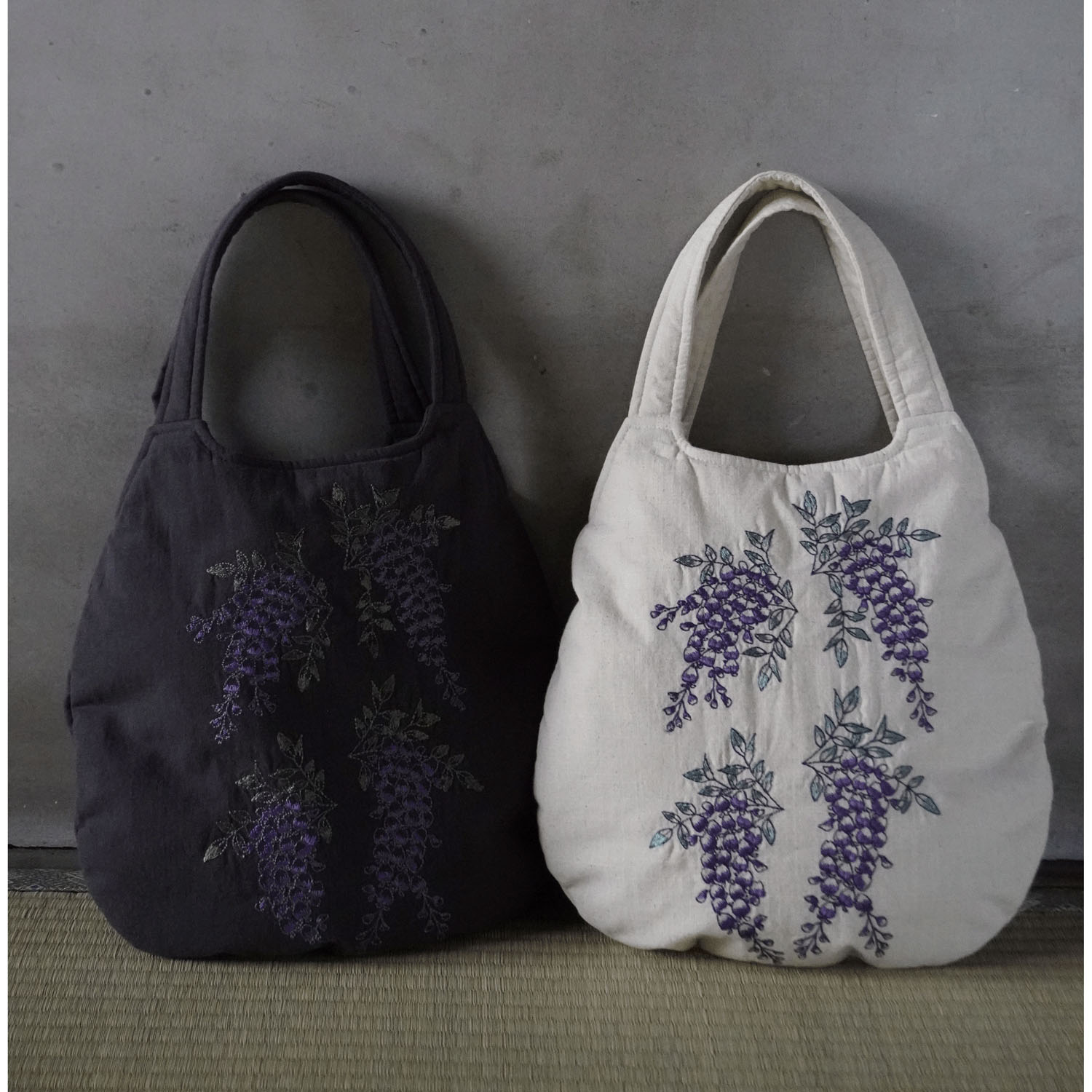 れんげ ノンノ 綿スラブシャンブレー花柄刺繍バッグ - 画像2