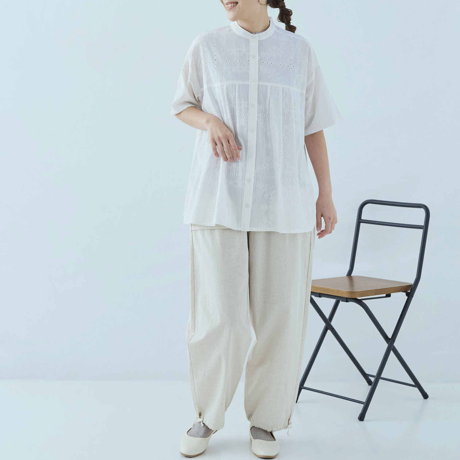 cloudnine 60キャンブリックシフリー刺繍入り前開きチュニック