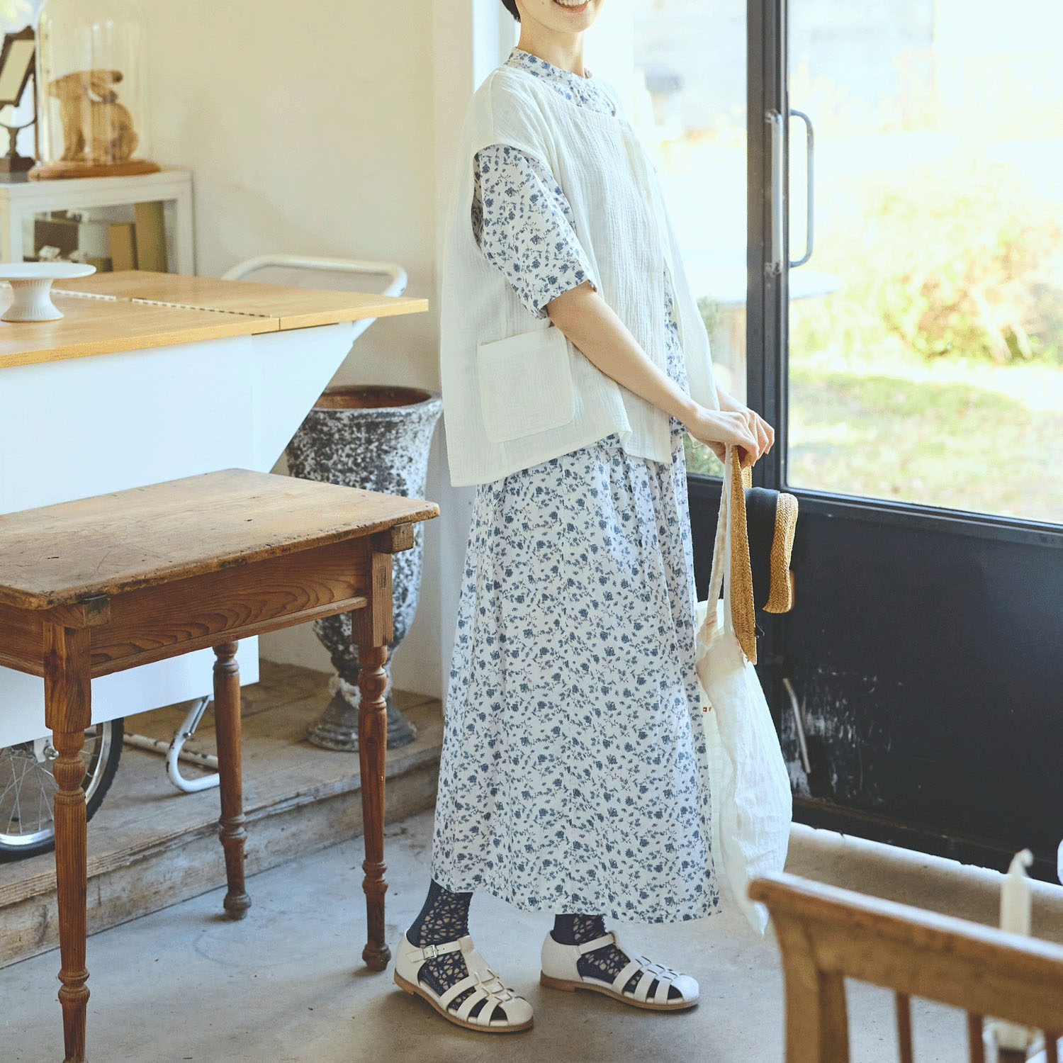 cloudnine 60キャンブリック花柄pt8分丈スカート - 画像3