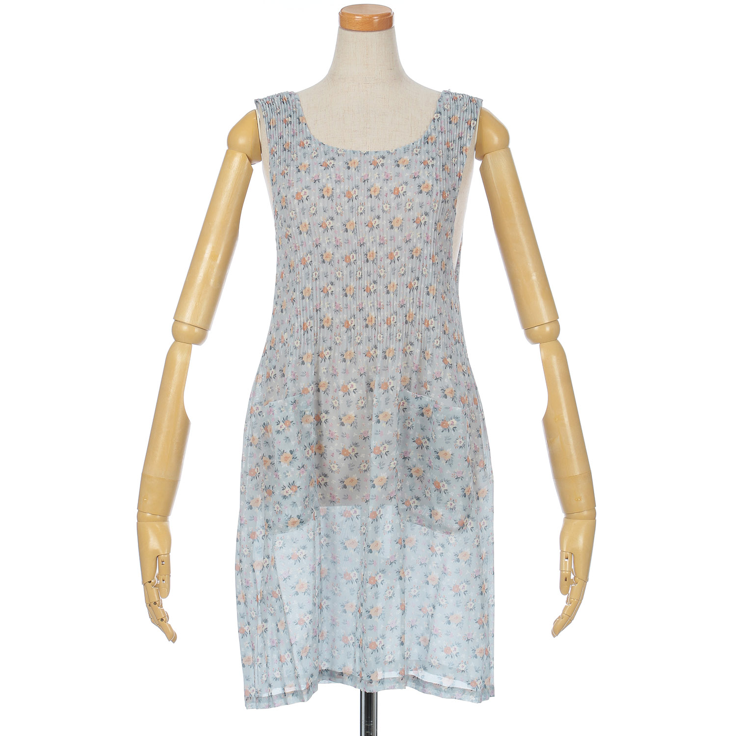 シフォンプリントプリーツエプロン