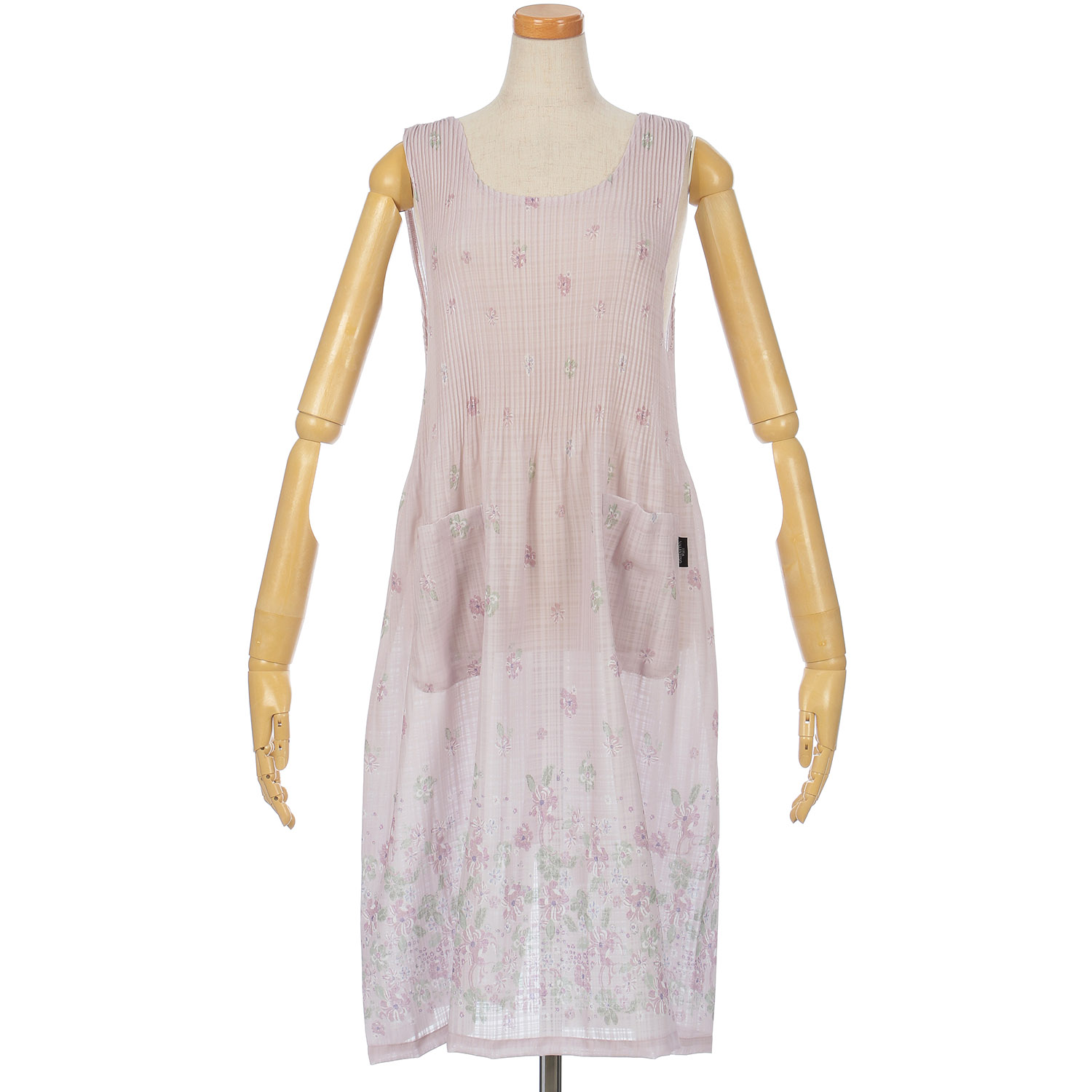 エステル格子ロングプリーツエプロン - 画像3