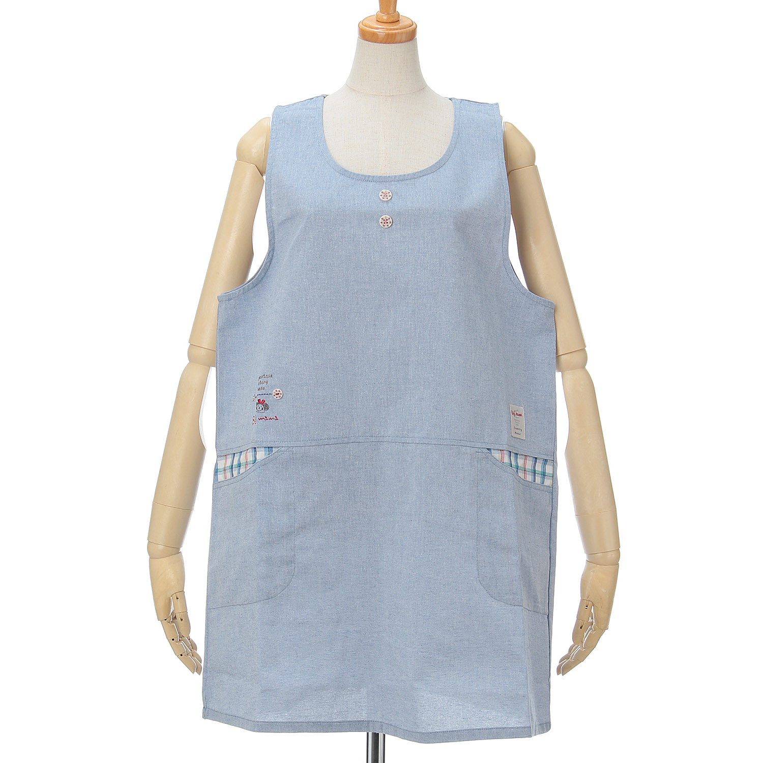 ビッグママ シャンブレーラン型カブリエプロン - 画像3