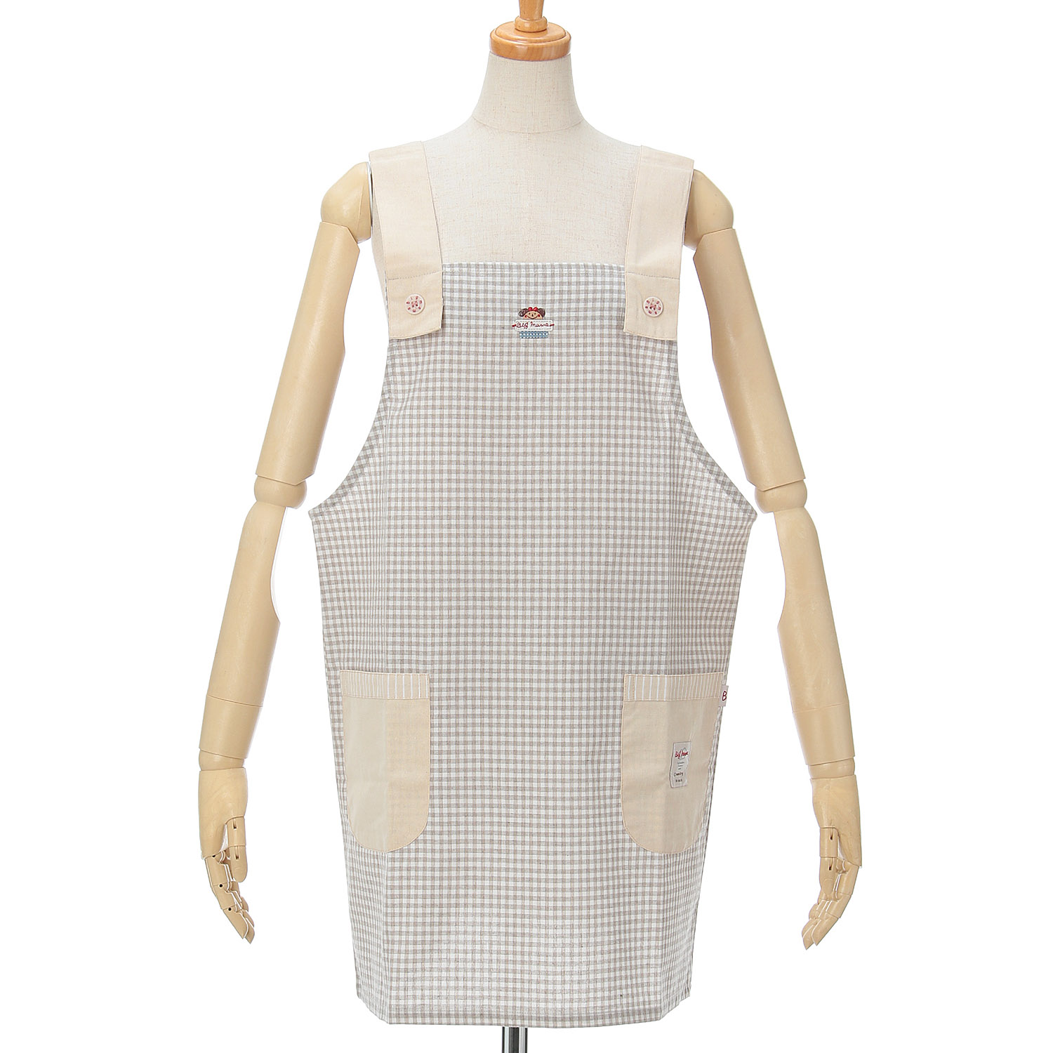 ビッグママ ギンガムH型エプロン