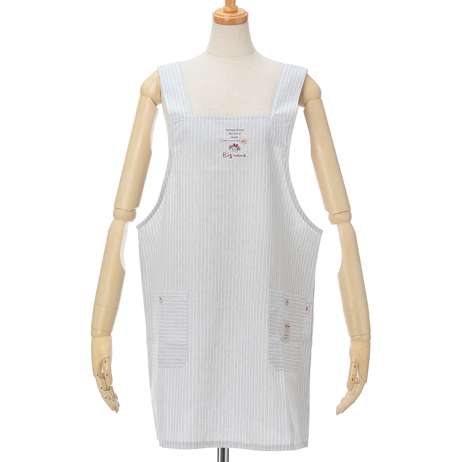 ビッグママ ストライプH型エプロン