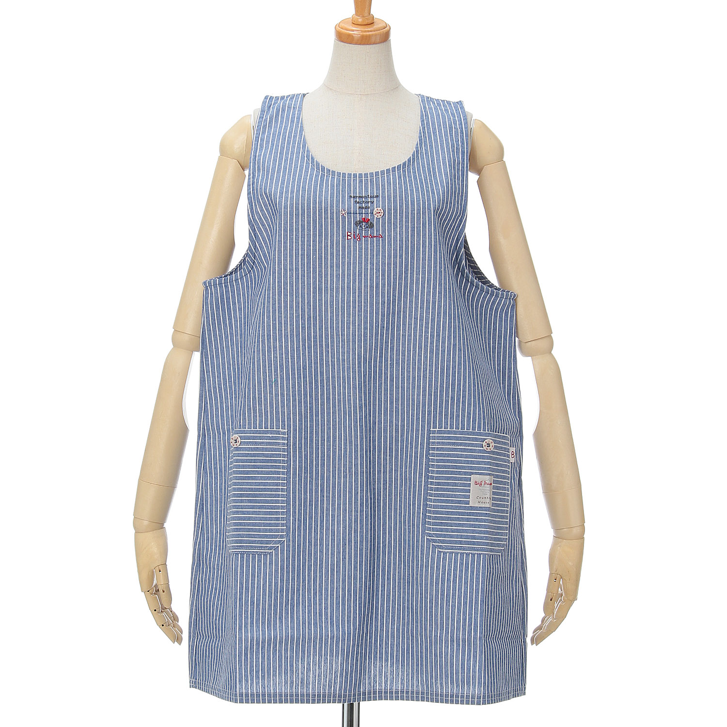 ビッグママ ストライプラン型カブリエプロン - 画像4