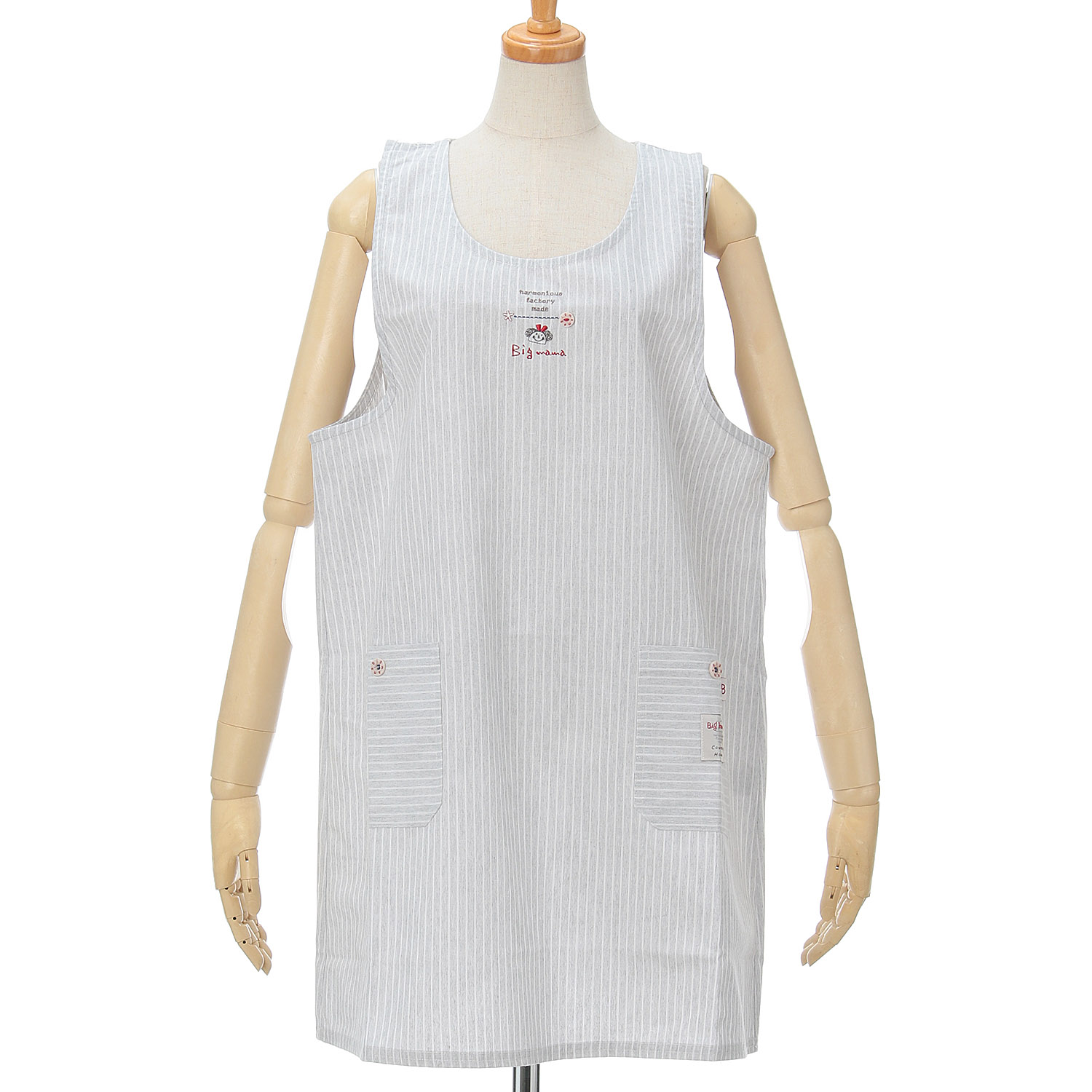 ビッグママ ストライプラン型カブリエプロン