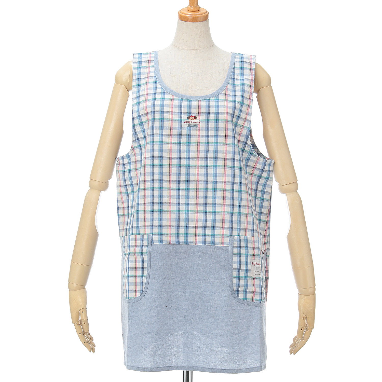 ビッグママ チェックラン型エプロン