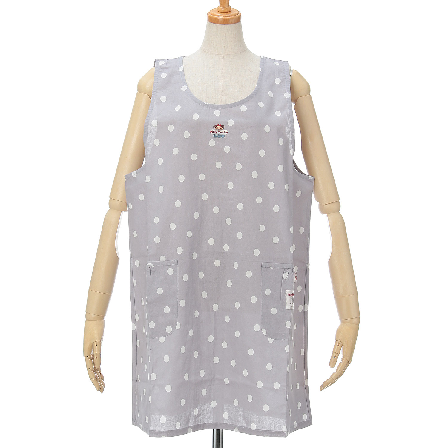 ビッグママ 水玉プリントカブリエプロン