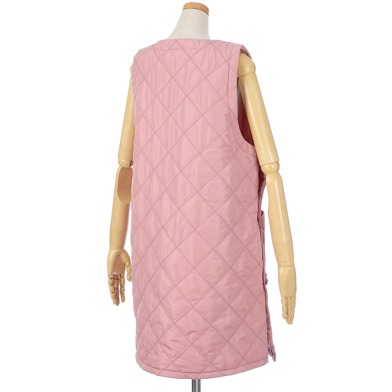 中綿キルト花モチーフ脇ボタンエプロン - 画像4