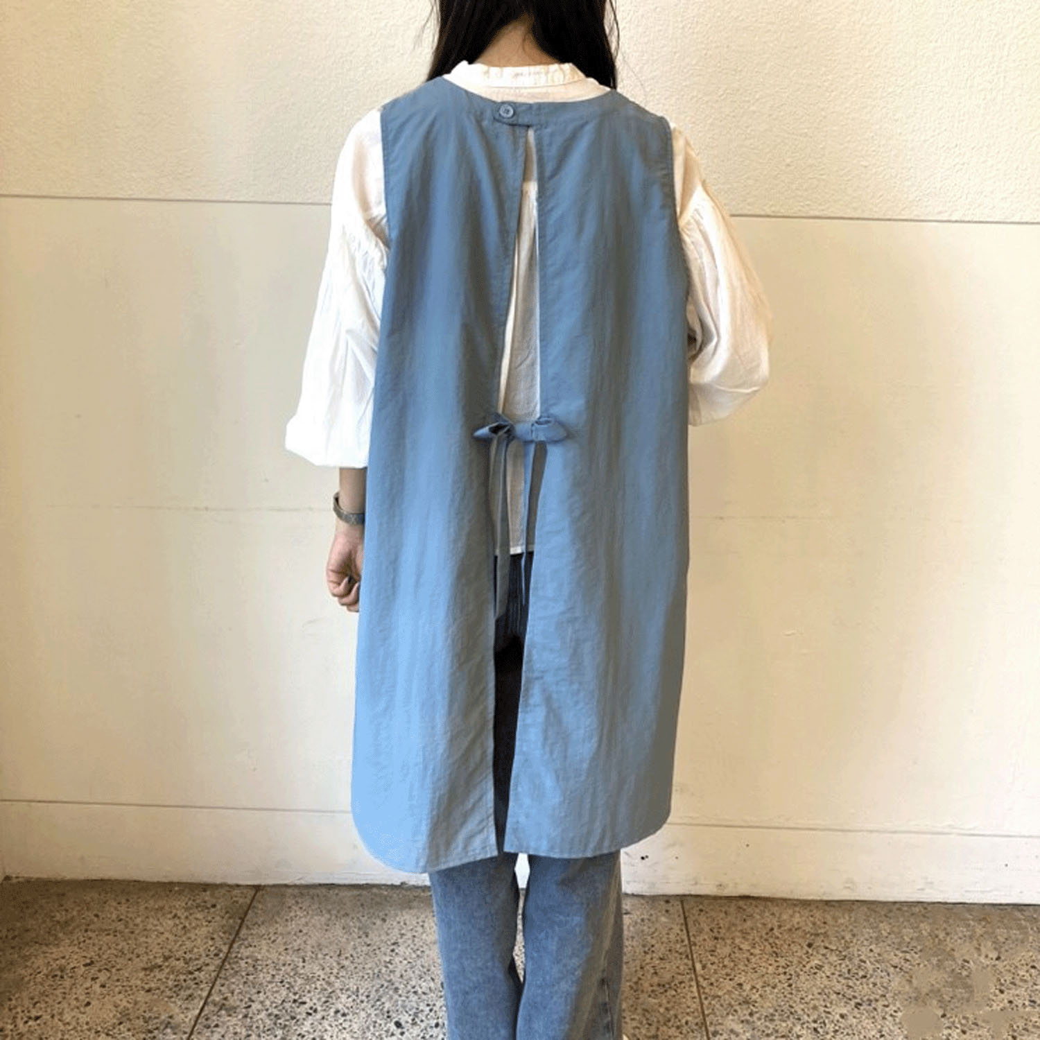 ナイロンフリル花モチーフ背あきエプロン - 画像14