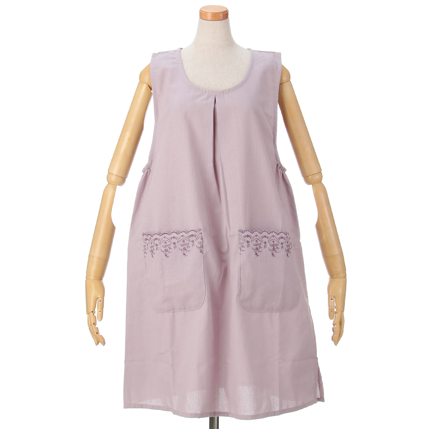 ECRU 先染めスカラップ刺繍エプロン - 画像2