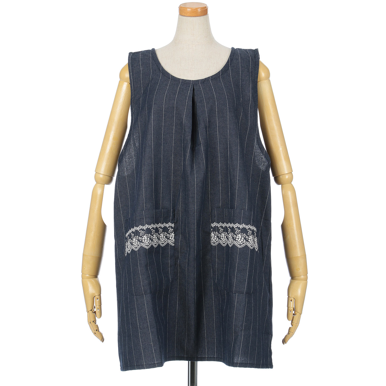 バック釦デニム風エプロン - 画像2